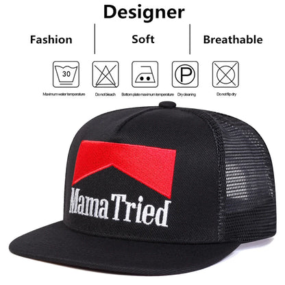 Unisex MAMA TRIED Embroidery Hip-hop Net Hats Spring And Summer Outdoor Adjustable Sports Casual Baseball Caps Sunscreen Hats