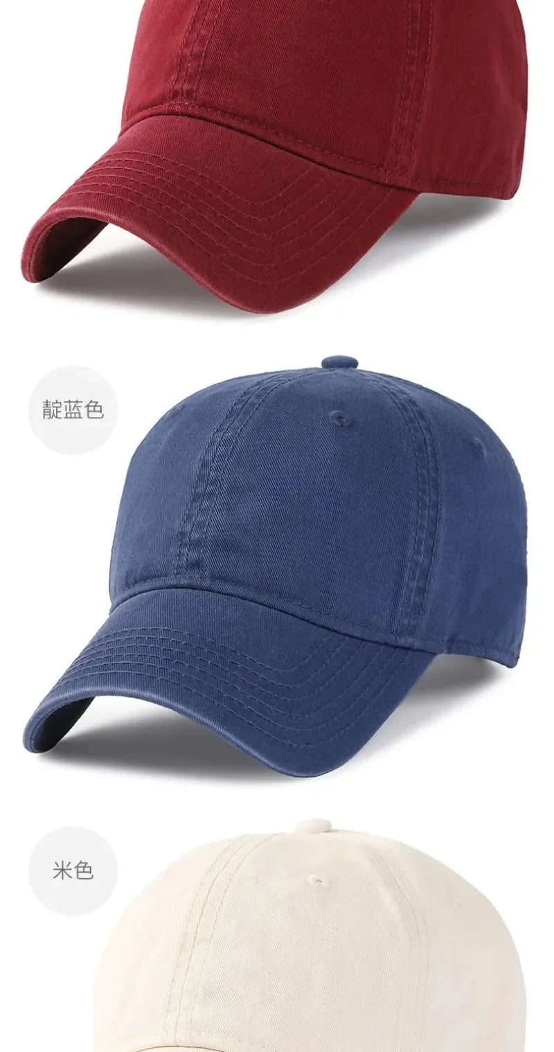 New Solid Color Big Size 63cm Soft Cotton Baseball Caps Men Classic Plus Snapback Cap Ladies High Quality Golf Sun Hat  59-62cm