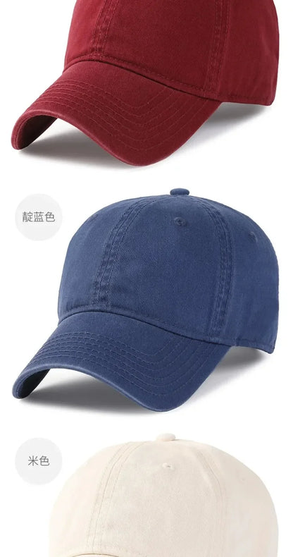 New Solid Color Big Size 63cm Soft Cotton Baseball Caps Men Classic Plus Snapback Cap Ladies High Quality Golf Sun Hat  59-62cm