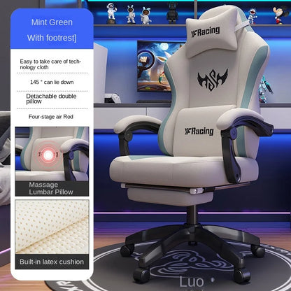 Ergonomic Gaming Chair with Latex Seat Cushion, Adjustable Backrest, Computer Office Chair, Racing Style Gamer Chair with Armrests