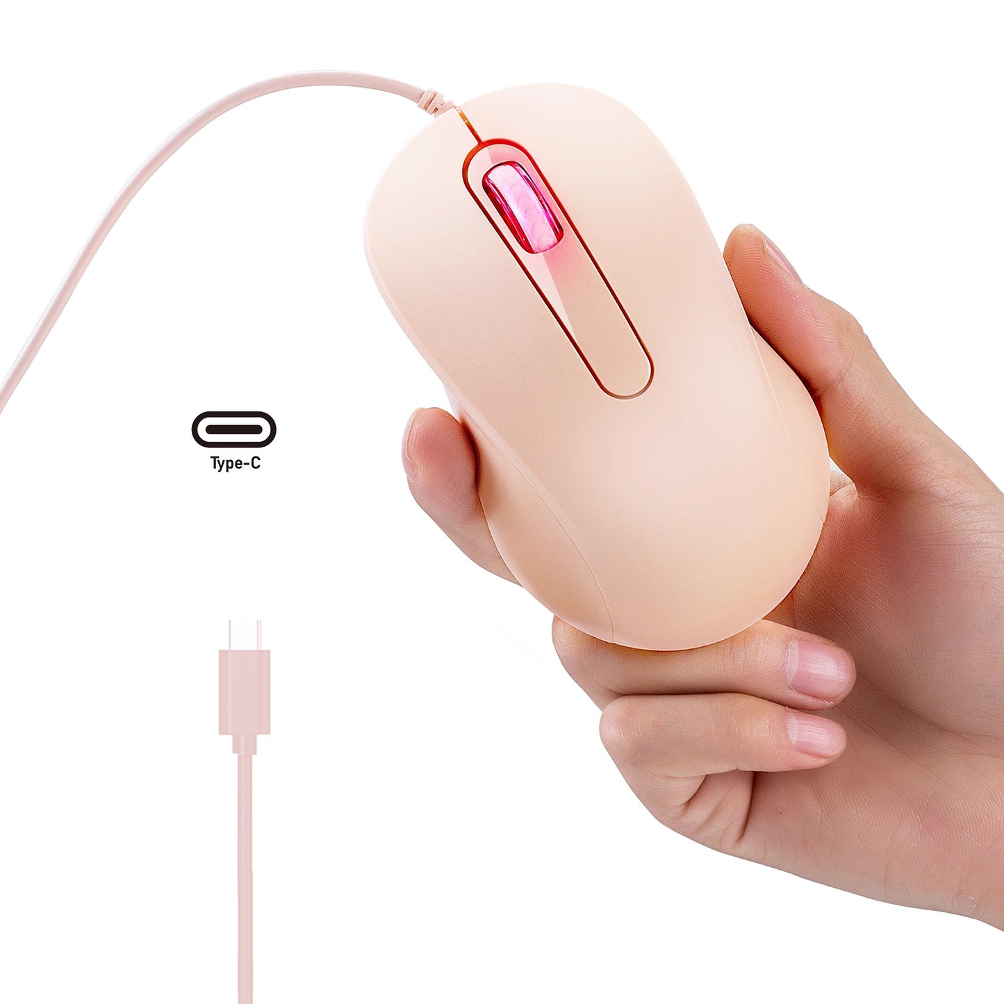 Silent 3D USB-C Wired Mouse, Ergonomic Optical Mouse 1000 DPI for PC, Laptop, MacBook, Tablet & Phone, Silent USB-C Computer Mouse for Windows, macOS & Android