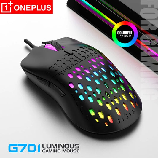 OnePlus G701 Wired Gaming Mouse, 6-Button Honeycomb RGB Gaming Mouse for PC, Ergonomic USB Wired Gaming Mouse for Windows, macOS & Office Use