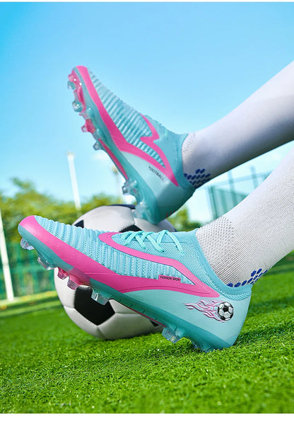 Męskie buty piłkarskie, sportowe buty do piłki nożnej, buty z kolcami do użytku na świeżym powietrzu, dla dorosłych, antypoślizgowe, dla chłopców, z długimi kolcami, treningowe, oddychające, meczowe, wygodne