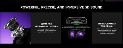 AKKO Verge S9 Gaming Headset with Mic – 53mm Driver, Quad-Mode Wireless Bluetooth 5.3, 7.1 Surround Sound FPS Pro Gaming Headphones