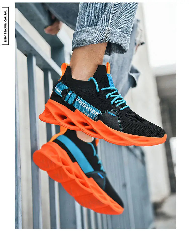 Modische lila Freizeit-Sneaker für Damen und Herren, Blade-Laufschuhe, große Größe 48, leichte, atmungsaktive Sportschuhe für Herren, Mesh-Sneaker