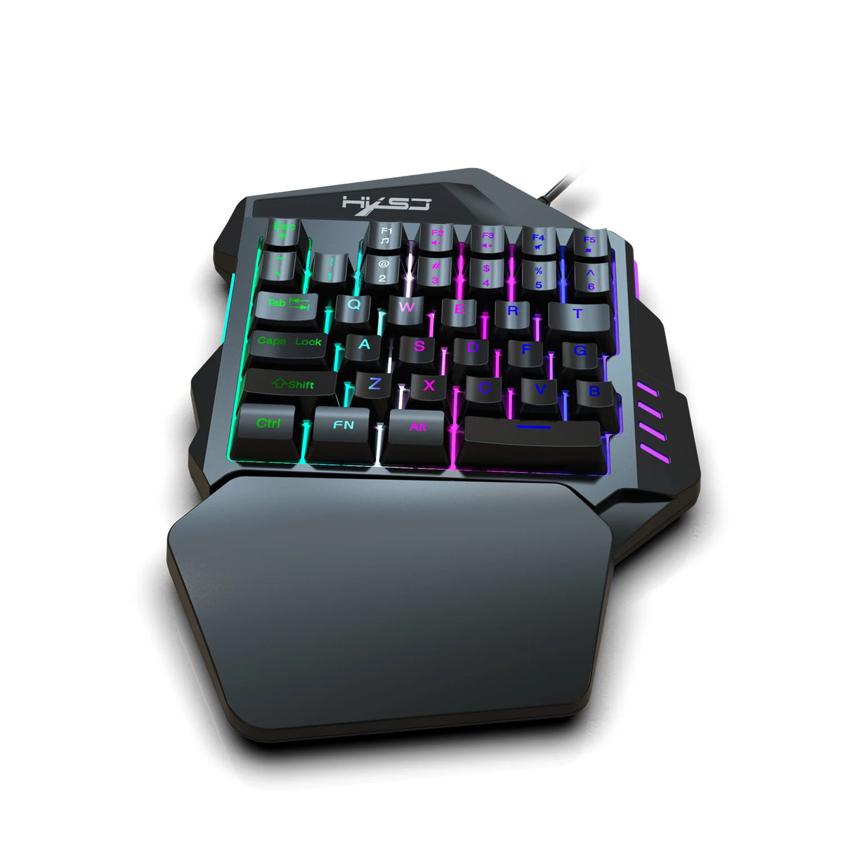Ergonomic One-Handed Gaming Keyboard, 35-Key Compact Design, RGB Lighting, USB Powered, Thin Film Keys for Enhanced Gaming