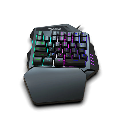 Ergonomic One-Handed Gaming Keyboard, 35-Key Compact Design, RGB Lighting, USB Powered, Thin Film Keys for Enhanced Gaming