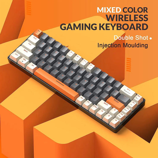 RK68 60% Wireless Mechanical Keyboard, Bluetooth 5.0 & 2.4GHz Gaming Keyboard, 68-Key Compact Mechanical Keyboard with Dual-Mode Receiver for PC, Mac & Tablet