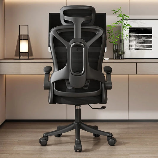 Chaise de bureau ergonomique en maille – Confortable pour une utilisation prolongée, idéale pour le télétravail, le gaming et la chambre, avec accoudoirs rabattables à 90° et réglables en hauteur