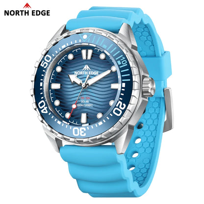 NORTH EDGE New TRITON Solar Powered Dive Watch Men Luxury Quartz Watches For Men 316L Stainless Steel Case Waterproof 300M