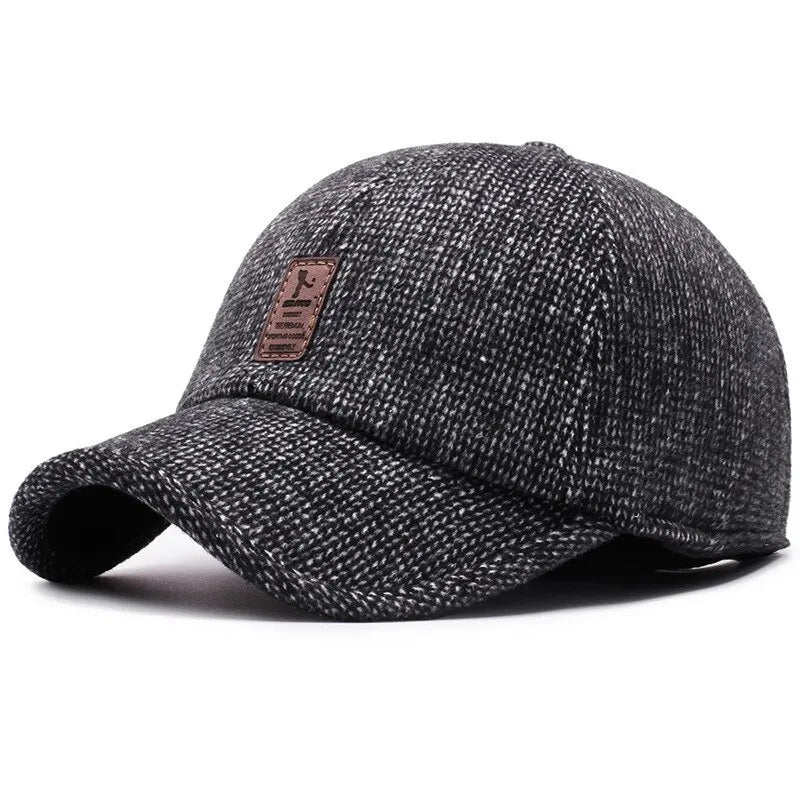 Cappellino da baseball in maglia di lana per l'inverno con paraorecchie - Cappellino da baseball da uomo, cappelli caldi e imbottiti con paraorecchie - Cappellini sportivi da golf - Snapback