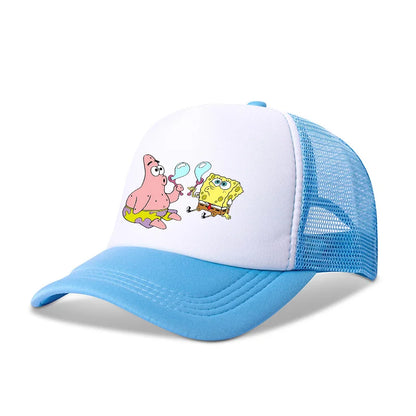 Niedliche SpongeBob-Baseballkappe – Anime, rund, für Kinder, Jungen, Mädchen, Erwachsene – Sport, Freizeit, Sonnenschutz, verstellbar, Film, Cartoon, Schirmmütze aus Netzstoff