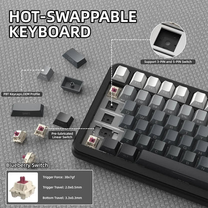 ATTACK SHARK X85 Pro 75% Mechanical Keyboard Wireless RGB Gaming Keyboard with Display Screen, Knob, Hot Swappable Gasket Mount, Bluetooth, 2.4GHz & Wired