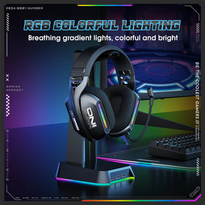Auriculares gaming inalámbricos Onikuma GT808 RGB – Bluetooth 5.3, 2.4GHz y 3.5mm con micrófono