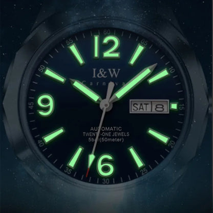 Luksusowy mechaniczny zegarek męski Reloj CARNIVAL z wolframu, mechanizm automatyczny MIYOTA 8205, wodoodporny.
