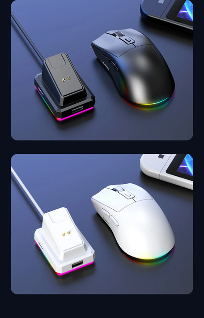 X3 Wireless Bluetooth Mouse Dual-Mode 2.4G Gaming Mouse, Rechargeable RGB Wireless Bluetooth Mouse with Adjustable DPI, Lightweight Ergonomic Mouse