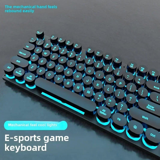 Mechanical Gaming Keyboard USB Wired 104-Key Gaming Keyboard for PC, Laptop & Desktop, Steampunk English Keyboard for Gaming, Office & Typing