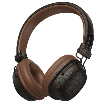 HOCO W64 Retro Bluetooth 5.4 Wireless Headphones with 40mm Deep Bass, PU Leather Over-Ear HiFi Music Headset for Sports & Travel