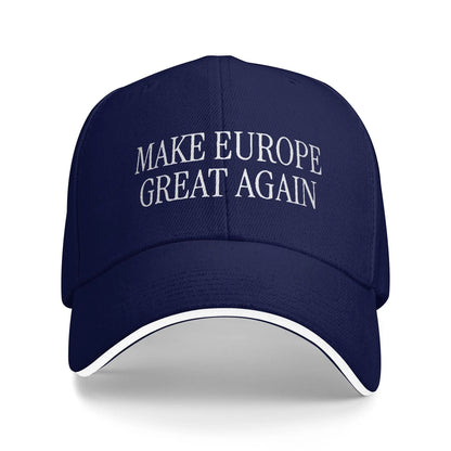 Make Europe Great Again - Cappellino da baseball bianco con scritta "Sun" - Primavera - Unisex - Adolescenti - Cappellini hip hop - Casual - Sport all'aperto - Cappellini da baseball