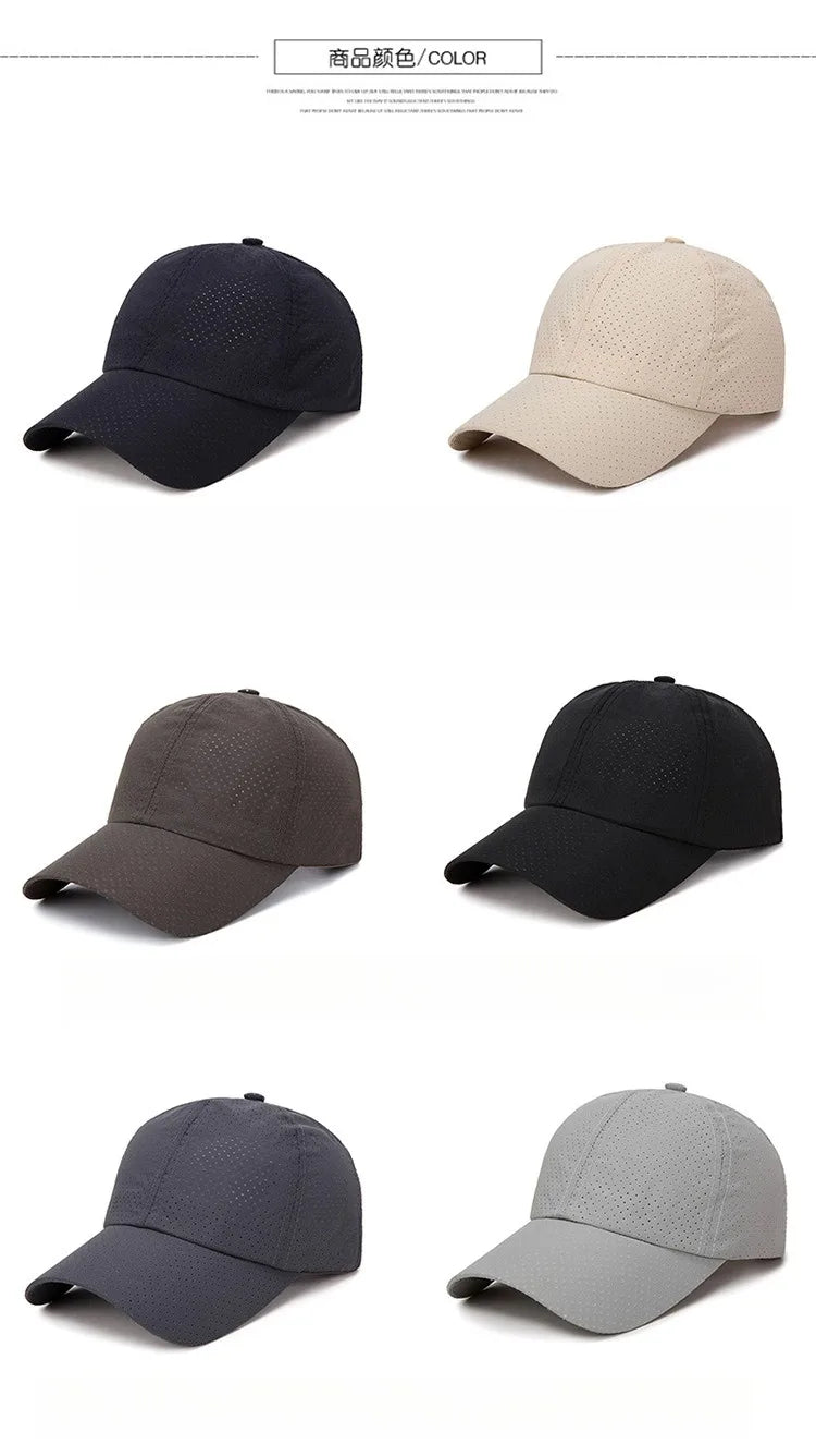New Women Men Quick-Drying Spring Summer Baseball Cap Solid Breathable Snapback Hat Casual Fishing Sun Cap Hat For Women Men