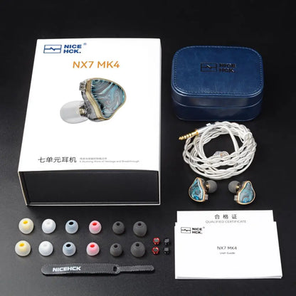 NICEHCK NX7MK4 HiFi Earphones 7 Driver Hybrid Audiophile IEM with Stabilized Wood Faceplate, Replaceable Tuning Filters, Wired Earbuds