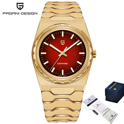 Montre pour homme de luxe PAGANI DESIGN – Édition limitée, verre saphir, cadran rouge, acier inoxydable, étanche – PDYS020