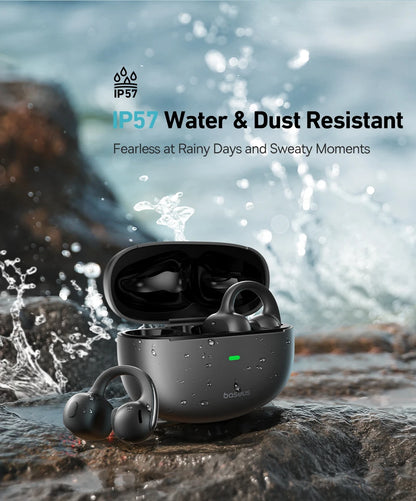 Baseus Bowie MC1 Ear Clip Wireless Earphones Bluetooth 5.4 Open-Ear Clip-On Sports Earbuds IP57 Waterproof AI Bass Ear Clip Headphones