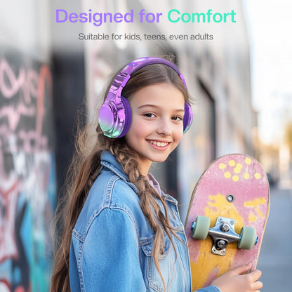 Gradient Kids Bluetooth Headphones Over Ear Girls Wireless Headphones With Mic Foldable Lightweight Headset Forfor School Travel