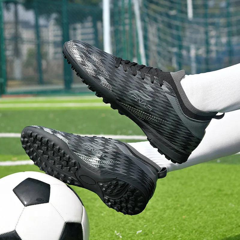 Ghete de fotbal pentru bărbați, de înaltă calitate, crampoane pentru meci, model popular pentru interior și exterior, teren cu iarbă, futsal, ghete high-top antiderapante