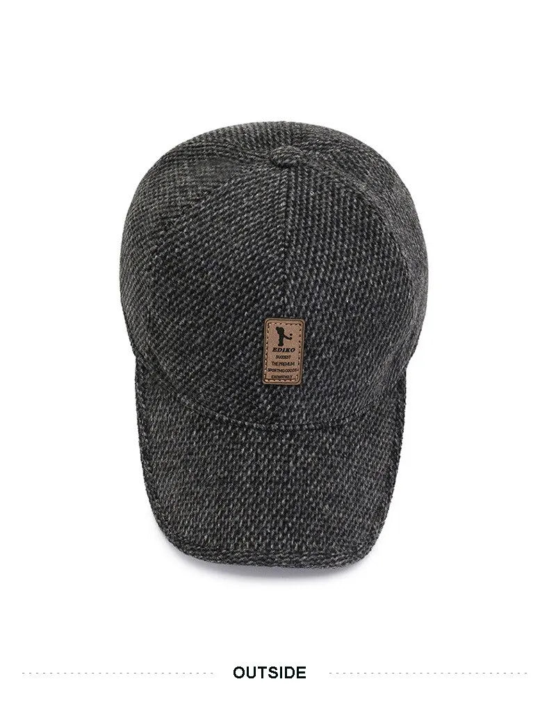 Cappellino da baseball in maglia di lana per l'inverno con paraorecchie - Cappellino da baseball da uomo, cappelli caldi e imbottiti con paraorecchie - Cappellini sportivi da golf - Snapback
