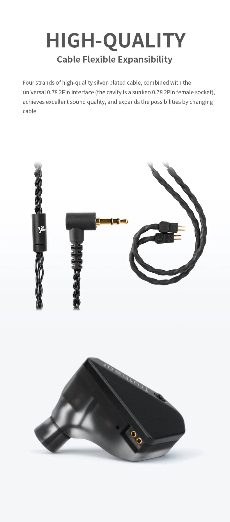 Auriculares con cable híbridos Truthear HEXA 1DD+3BA – Monitores intrauditivos IEM de alta fidelidad con cable plateado de 0.78 2Pin