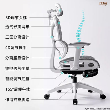 Kényelmes, ergonomikus tanulószék deréktámasszal hosszú üléshez, állítható magasságú, forgó otthoni számítógépes irodai szék