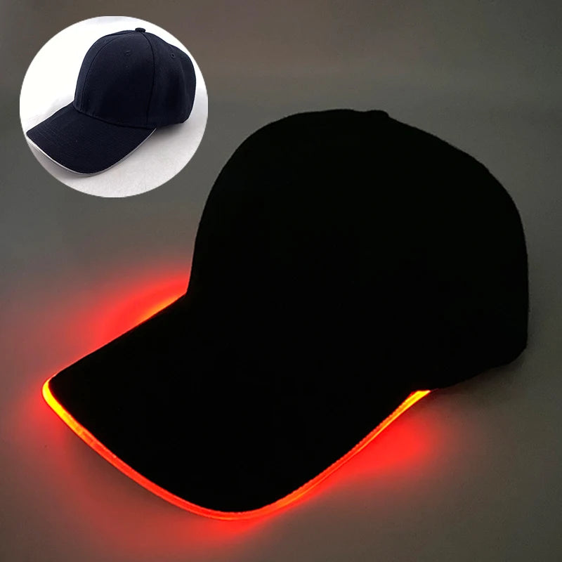 Cappello per adulti con LED e fibra ottica, cappellino alla moda, cappello di tendenza per discoteca, concerti, balli in maschera, eventi all’aperto e divertimento, cappello rap estivo