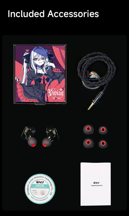 CVJ Vivian HiFi In Ear Earphones with 10mm Dynamic Driver, Wired Gaming Earphones, Detachable 0.78mm Cable, High Fidelity Sound Quality Earbuds