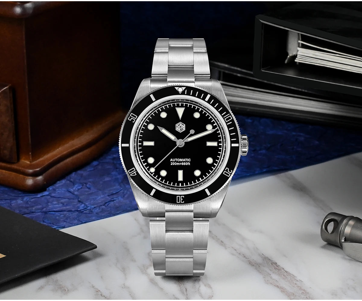 San Martin Vintage 38mm 6200 Diver Watch New Upgraded for Men Luxury NH35 Automatic Mechanical Sapphire Waterproof 200m Relojes