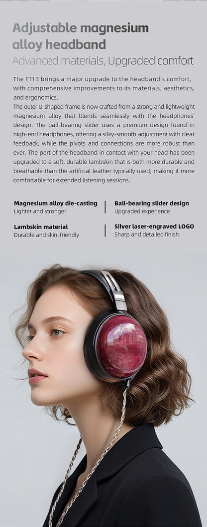FiiO FT13 Audiophile Closed-Back HiFi Wired Headphones – Hi-Res Audio Premium Studio-Grade Over-Ear Headset