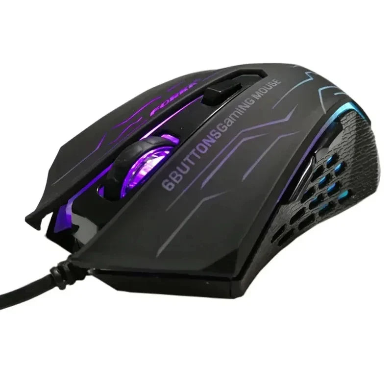 Silent Click USB Wired Gaming Mouse RGB, 6-Button Optical Gaming Mouse with Adjustable 3200 DPI, Ergonomic USB Gaming Mouse for PC, Laptop & Notebook