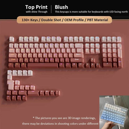 133+ Tasten OEM-Profil Gradient-Keycaps für mechanische Gaming-Tastatur mit Cherry MX Switch, PBT, hintergrundbeleuchtet, RGB-Keycap, ISO-Layout Keycaps