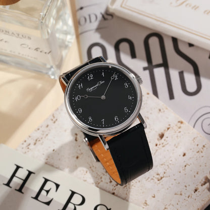 【Escapement Time】Quartz Movement Watch 38.5mm Case Enamel White Waterproof 50M Blue Heat Treatment Hand