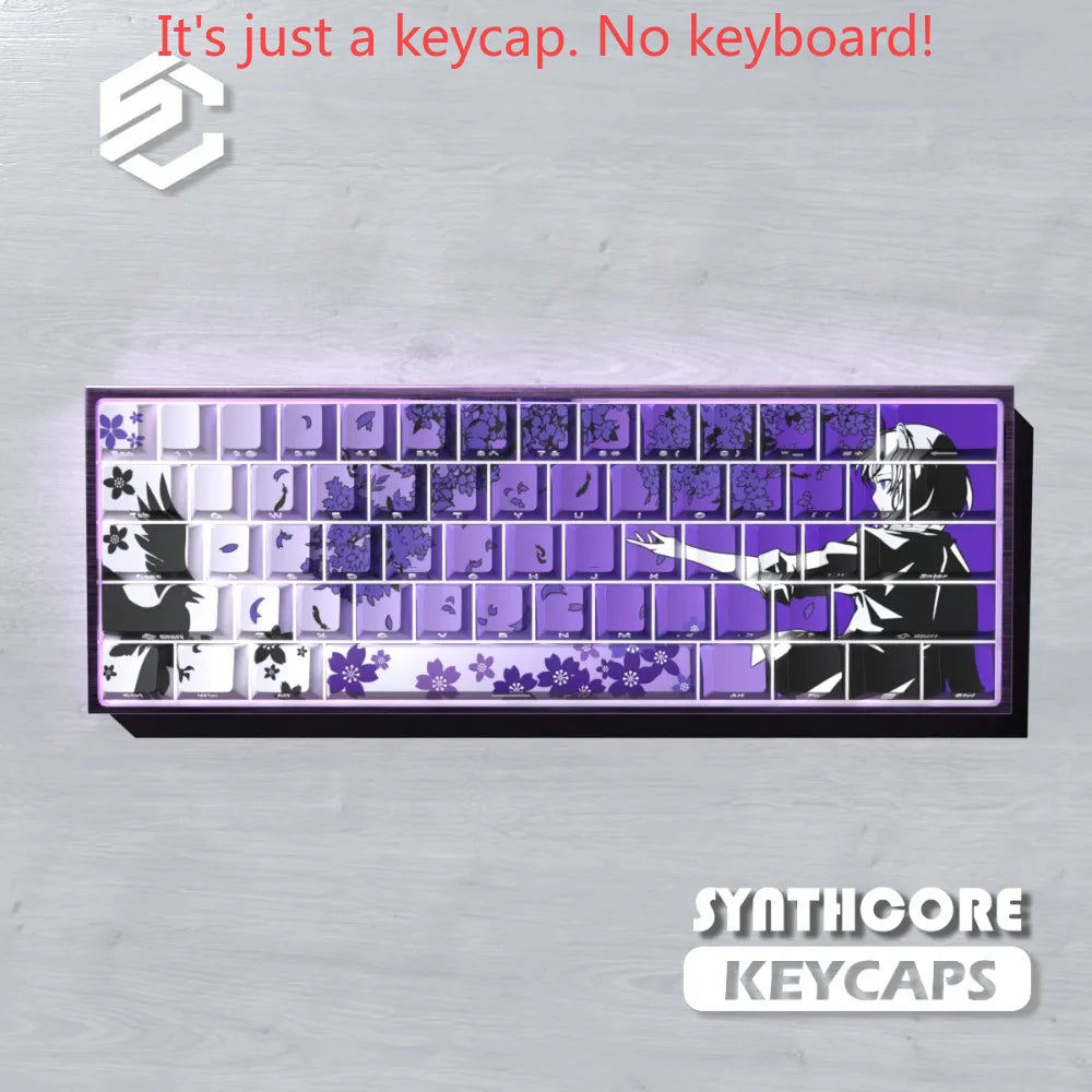 Capuchons de touches Sakura Raven Cherry, gravés sur le côté, translucides, en PBT, 129 touches, pour claviers mécaniques Wooting 68/84/87/104.