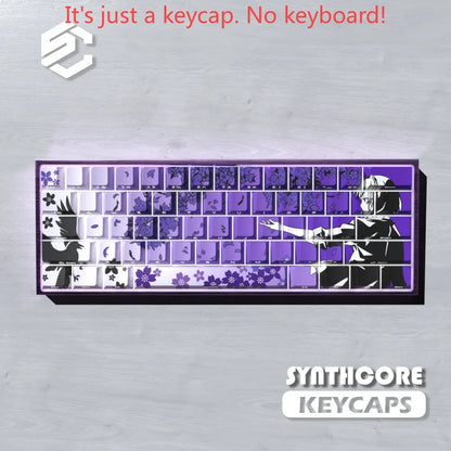 Capuchons de touches Sakura Raven Cherry, gravés sur le côté, translucides, en PBT, 129 touches, pour claviers mécaniques Wooting 68/84/87/104.