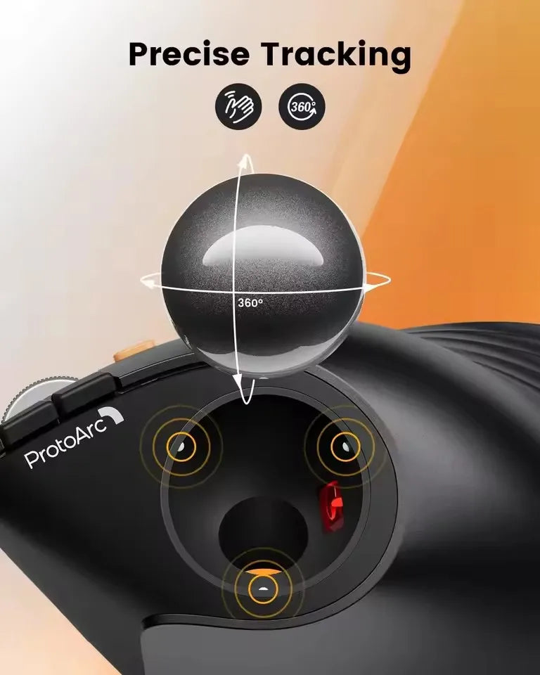 ProtoArc EM05NL Ασύρματο ποντίκι trackball επαναφορτιζόμενο Bluetooth, εργονομικό κάθετο ποντίκι rollerball για υπολογιστή, iPad, Mac, Windows