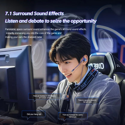 Gaming Earbuds with Dual Microphones, HiFi Stereo Gaming Headset Type-C & 3.5mm Wired In-Ear Earphones, Noise Reduction Gamer Headphones with Mic for Samsung