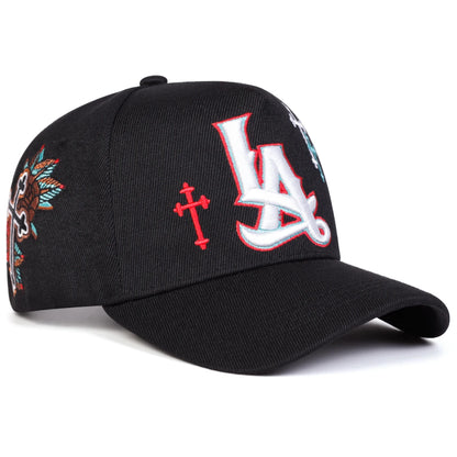 Unisex LA Letter Cross Embroidery Baseball Caps Spring and Autumn Outdoor Adjustable Casual Hats Sunscreen Hat Sports Cap