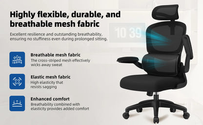 Daccormax Ergonomic Office Chair with Lumbar Support, Adjustable Headrest & Armrests, Computer Desk Chair with 150kg Capacity