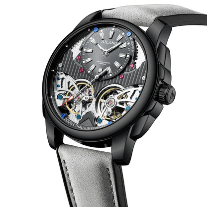 AILANG Automatic Mechanical Waterproof Sport Military Men Watch Luxury Double Tourbillon Man Wristwatch Leather Strap