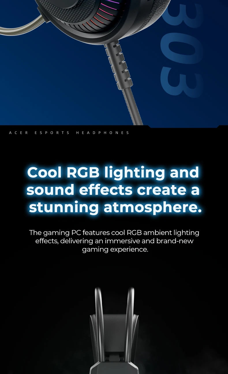 Auriculares gaming RGB con cable y micrófono – Sonido envolvente de baja latencia, iluminación RGB cool, aislamiento de ruido y ajuste cómodo