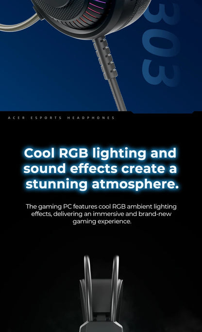 Auriculares gaming RGB con cable y micrófono – Sonido envolvente de baja latencia, iluminación RGB cool, aislamiento de ruido y ajuste cómodo
