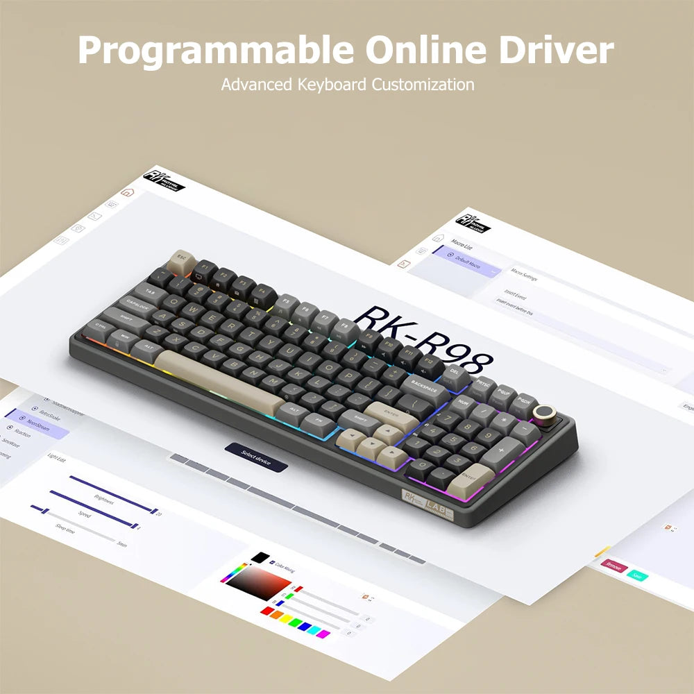 RK ROYAL KLUDGE R98Pro Gasket kabelgebundene mechanische Tastatur, 98 Tasten, RGB, Hot-Swap-fähig, abnehmbarer Button, Gaming-Tastatur mit PBT-Tastenkappen