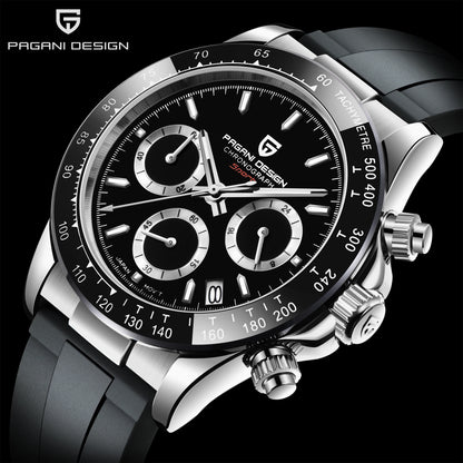 PAGANI DESIGN 1664 Luxury Automatic Mechanical Men's Watch VK63 movement AR Sapphire Crystal Rubber 100m Waterproof Men's Watch